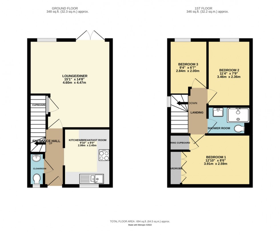 Floorplan for School Walk, Papworth Everard, Cambridge