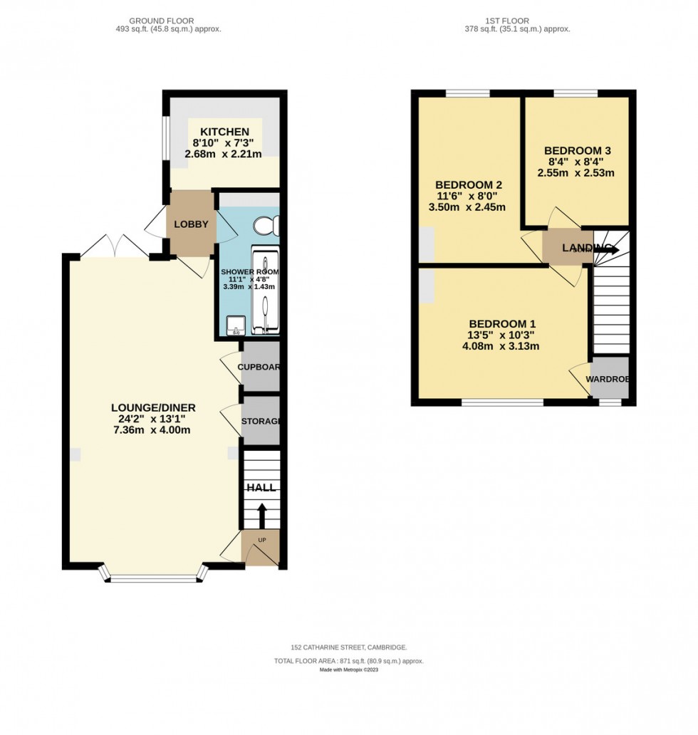 Floorplan for Catharine Street, Cambridge.