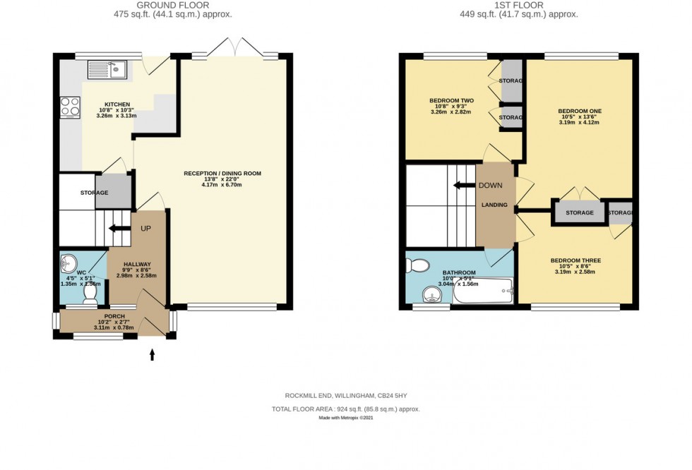 Floorplan for Rockmill End, Willingham, Cambridge.