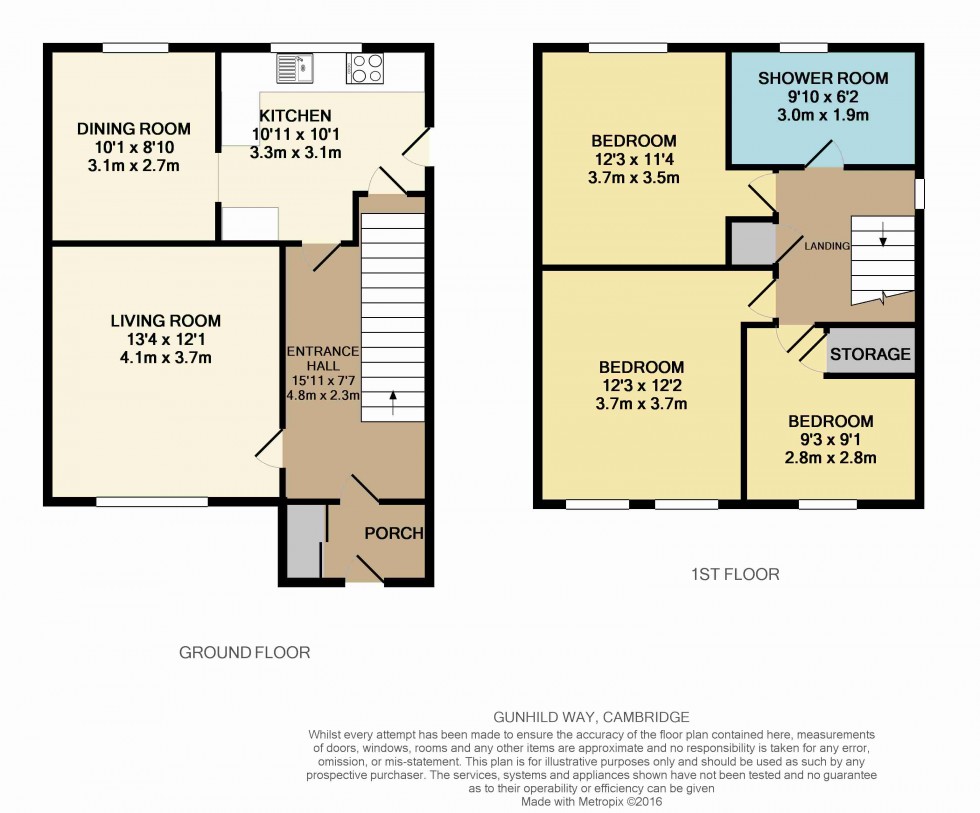 Floorplan for Gunhild Way, Cambridge