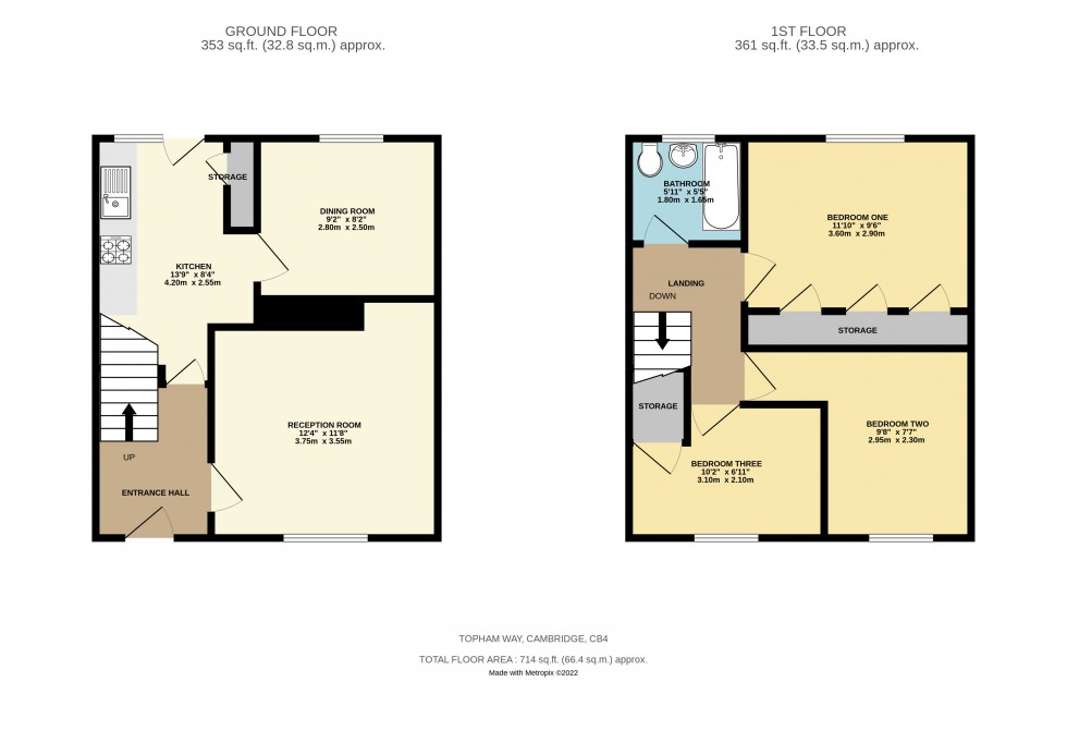 Floorplan for Topham Way, Cambridge