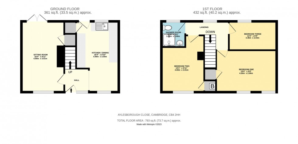 Floorplan for Aylesborough Close, Cambridge