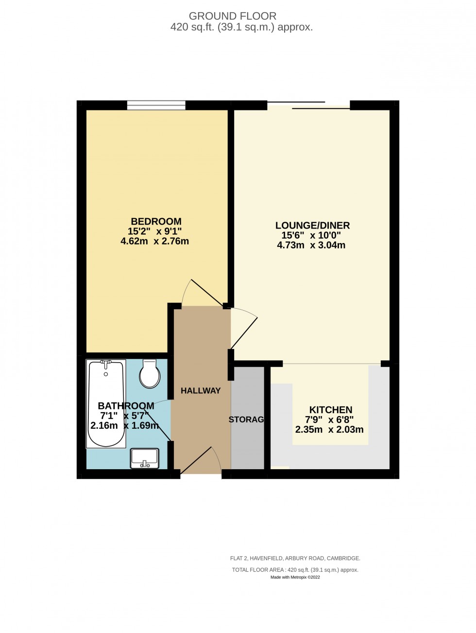Floorplan for Arbury Road, Cambridge