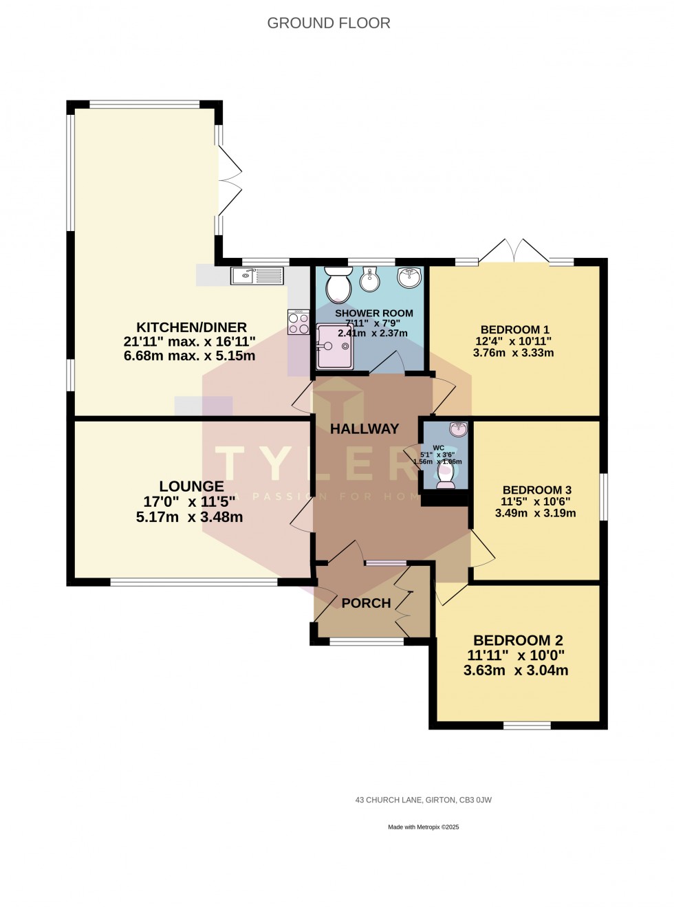 Floorplan for Girton, Cambridge, Cambridgeshire